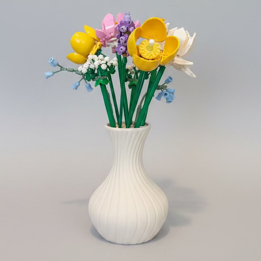Dahlia vase designed for LEGO botanical flowers with removable stem insert