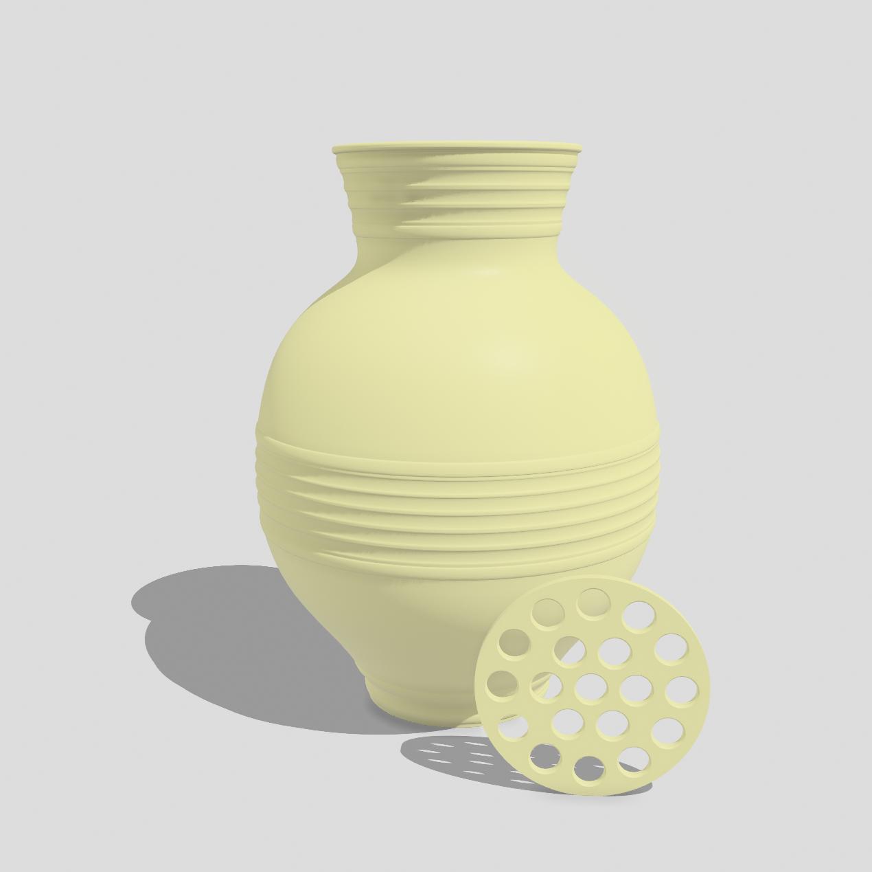 Yellow textured vase on a light gray background