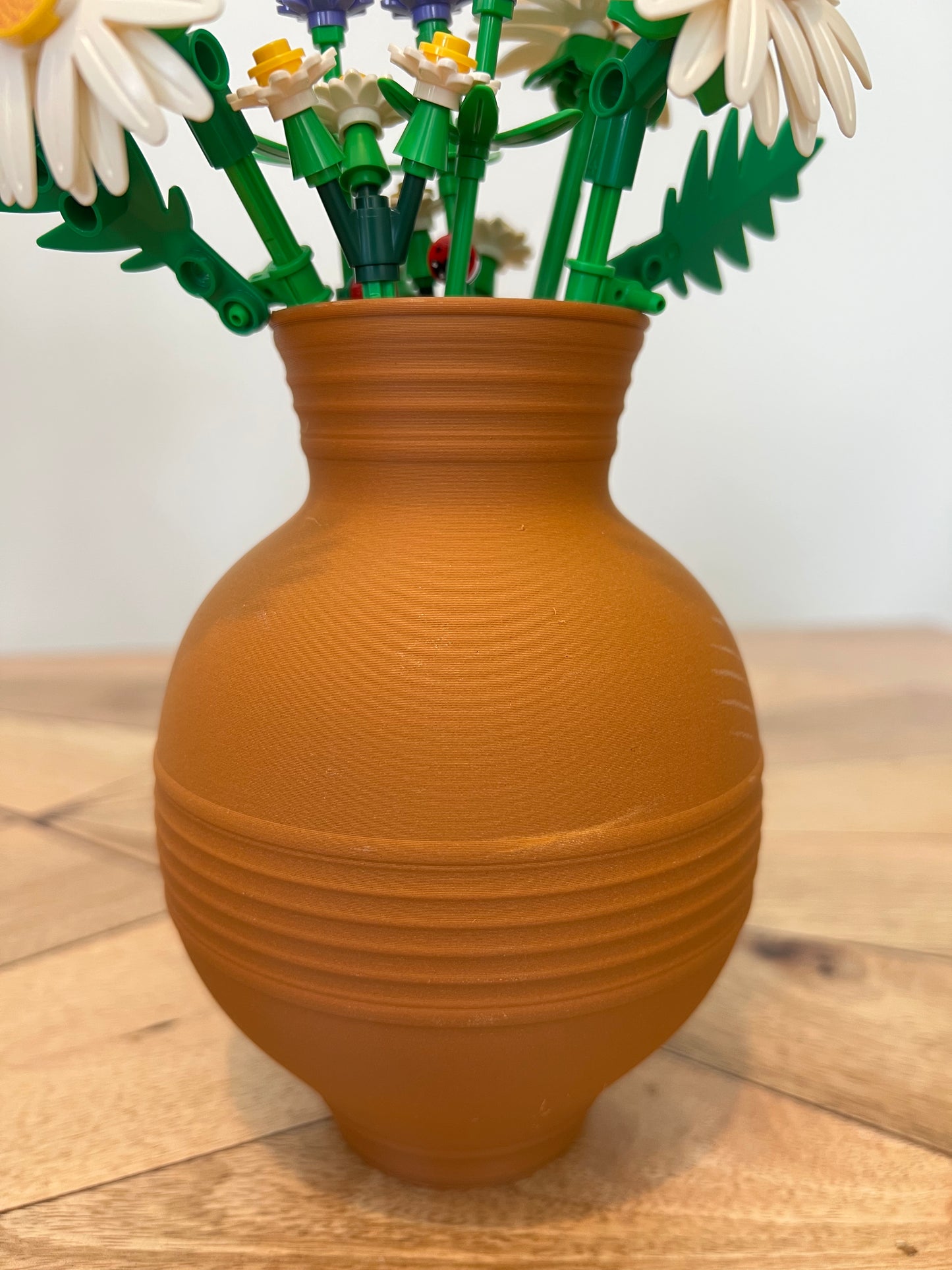 Peony Round Striped Vase for LEGO® & Artificial Flowers