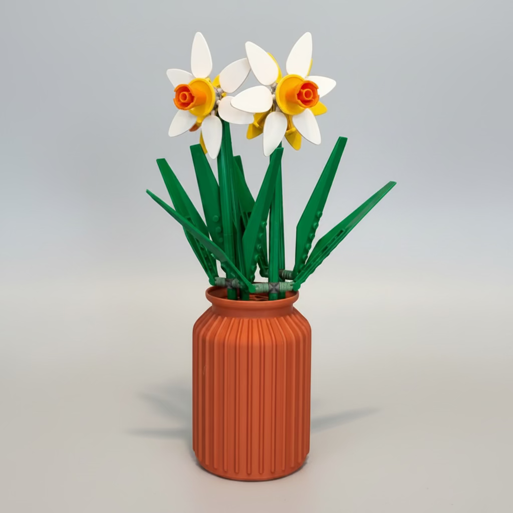Zinnia ribbed cylinder vase for LEGO flowers, artificial flowers and faux stems