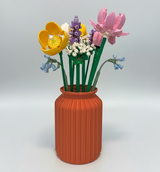 Modern ribbed cylinder 3D printed vase for decorative flower displays