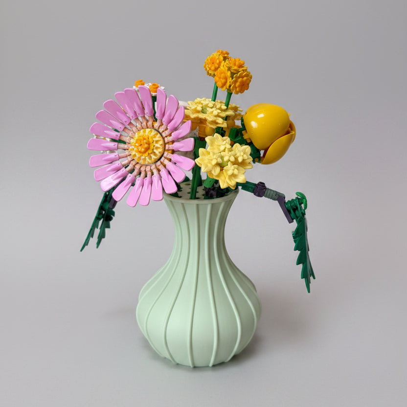 fluted 3D printed vase for faux flower stems