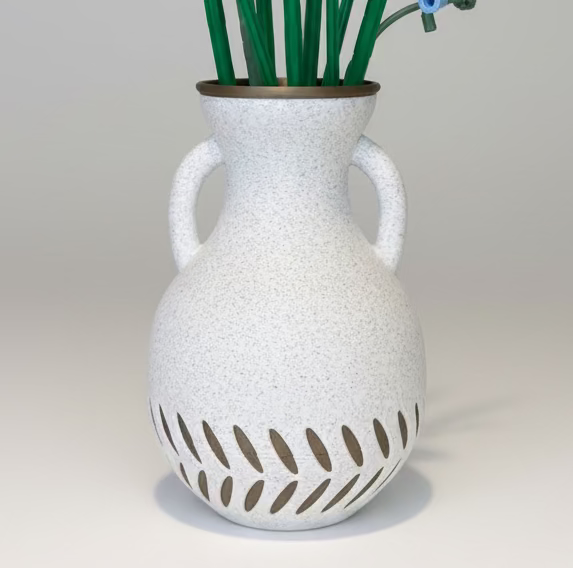 White textured vase with floral arrangement 