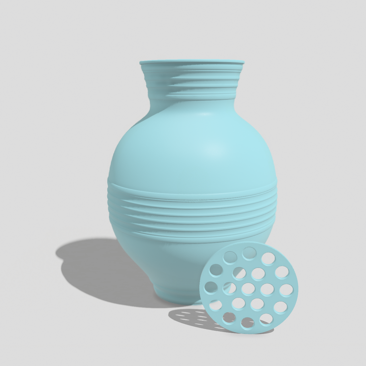 Icy Blue Peony vase with removable insert for LEGO botanical stems